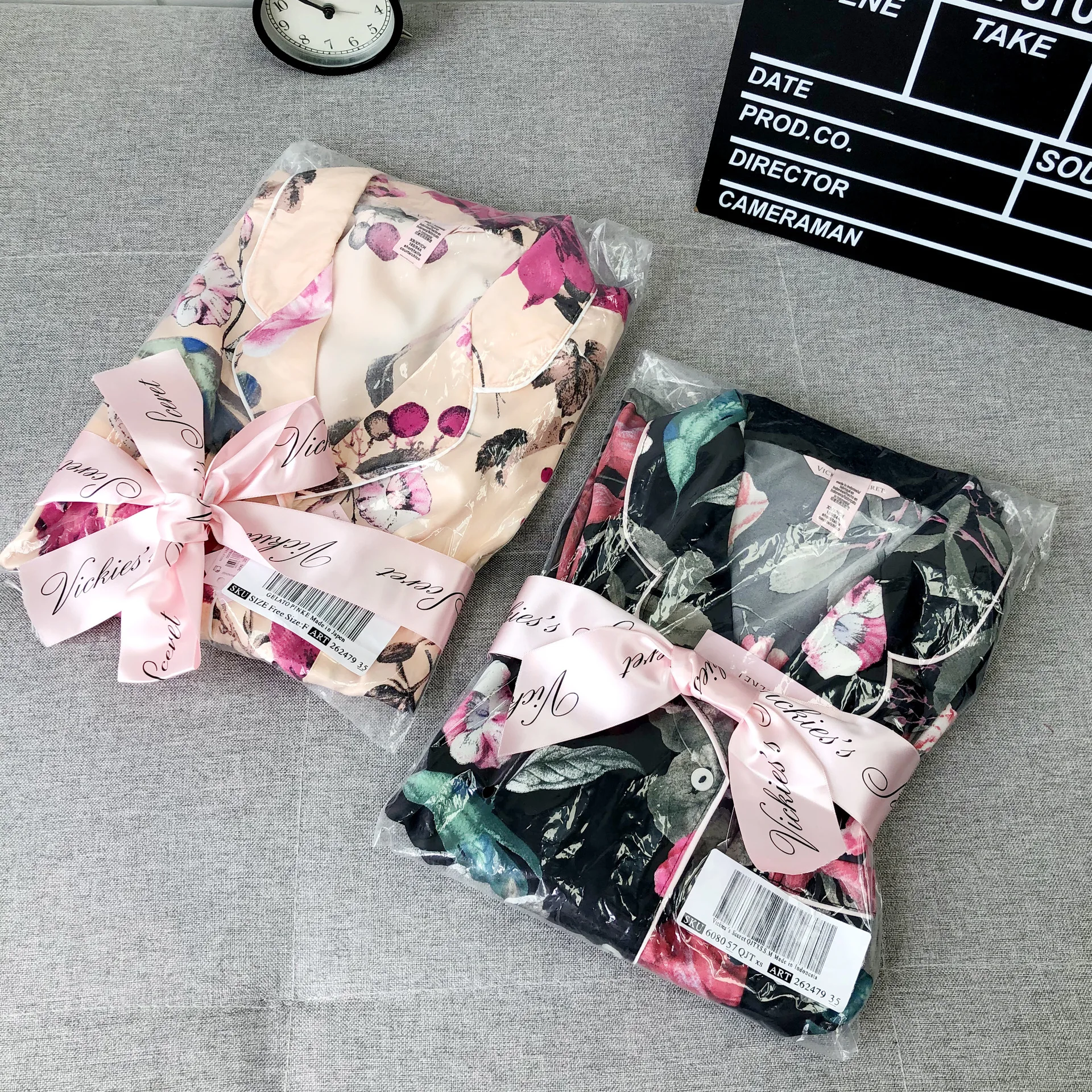 Women's Ice Silk Printed Pajamas Short Sleeve Suit Night Sleeping Wear Peony Satin Lapel Long Sleeve Pajamas Home Clothes