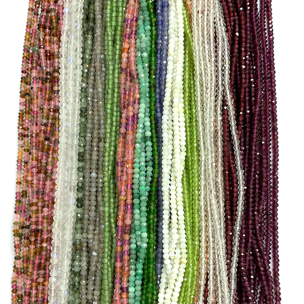 

Veemake Spinel Ruby Sapphire Opal Apatite Tourmaline Tanzanite Emerald Diopside Aquamarine Faceted Rondelle Beads