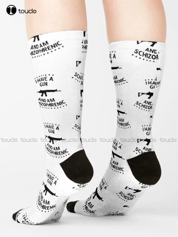 

I Have A Gun And Am Schizophrenic Socks Thin Socks Women Streetwear Personalized Custom Unisex Adult Teen Youth Socks Gd Hip Hop