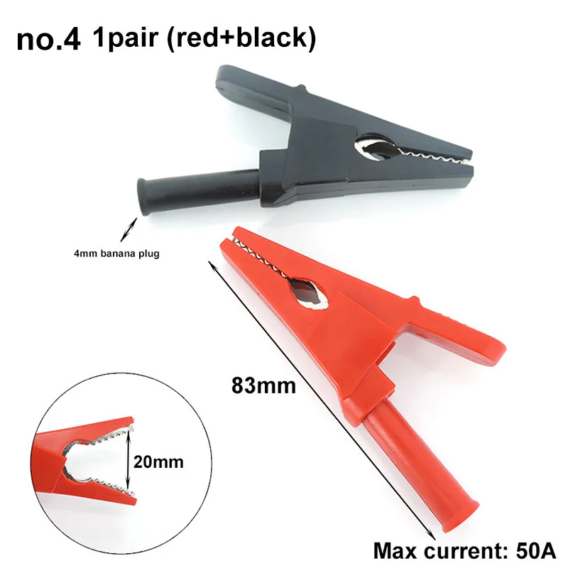 

Красный + черный 20A/32A/50A зажим типа «крокодил» адаптер «крокодил» изолированный зажим для зонда тестовый провод 4 мм штекер типа «банан» для автомобильного аккумулятора