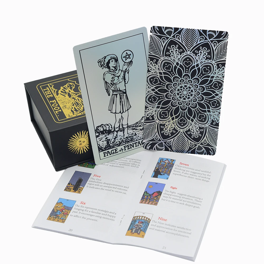 Nieuwe Laser Goudfolie Tarot Pvc Desktop Game Kleur Waarzeggerij Card Gift Box Set Bronzing Waterdicht Luxe Astrologie Gift
