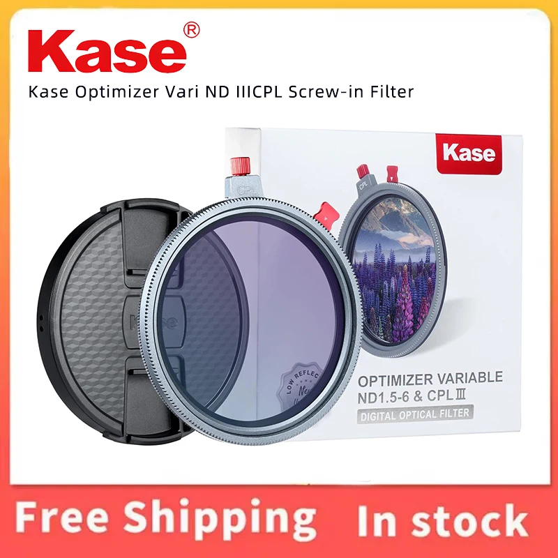 Фото 62-мм винтовой фильтр Kase Optimizer Vari ND III CPL, 1.5-6 ступеней затемнения, многослойное закаленное стекло, антибликовое покрытие, низкое отражение света №1