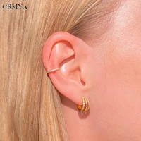 crmya gold silver filled stud earrings for women piercing luxury stud cz zircon circle hoop earrings 2022 jewelry wholesale