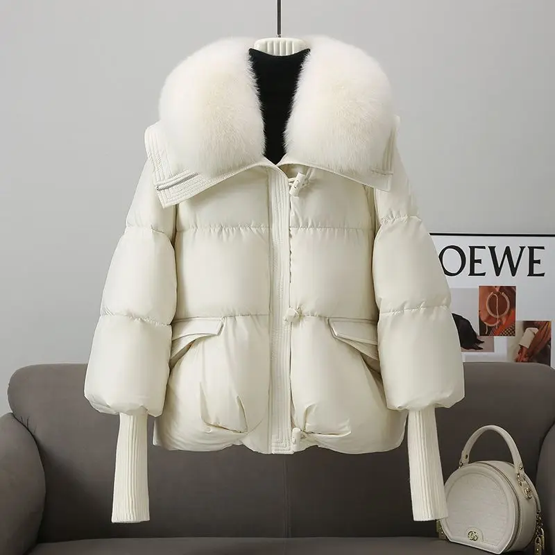 Фото 2025 Fashion Winter Jacket Women Short Coats Down Cotton Waterproof Windproof Casual Outdoor Warm Black White Brown Parkas №4
