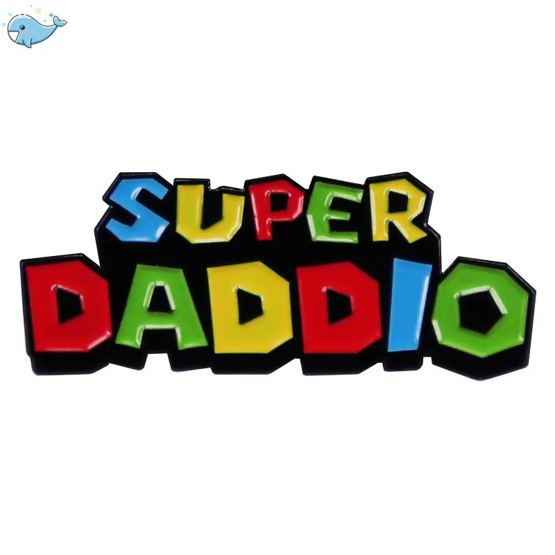 

SUPER DADDIO Hard Enamel Pin Game Inspired Lapel Badge Brooch Jewelry Color Letter Brooch Father's Day Gift