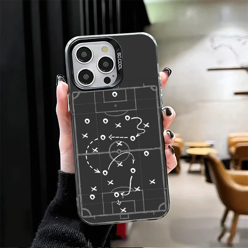 Противоударный чехол для телефона с дизайном футбольной тактики для iPhone 17 Air, 16, 16E, 15 Pro Max, 14 Plus, 13 Mini, 12. Защитная задняя крышка от падений. (art.: 3920dbe970fa1) - 3920dbe970fa1