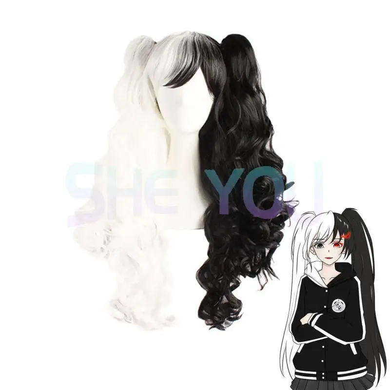 

Парик для косплея «данганронпа», термостойкий Кудрявый с длинными хвостиками, с шапочкой