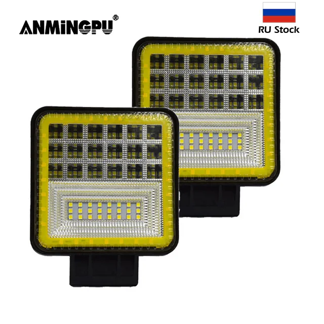 

ANMINGPU 12V 24V LED Work Light 126W Headlights Offroad Spot Flood Combo Light Bar Fog Lamp for SUV JEEP VW Truck 4x4 Lada ATV