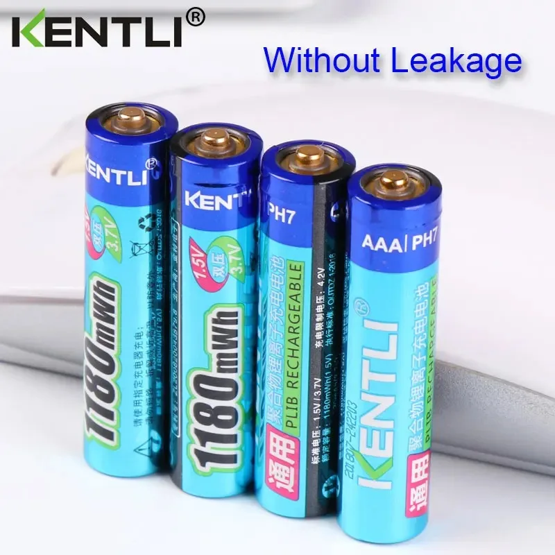 Фото KENTLI1.5V 1180/3000 МВтч литий-ионный аккумулятор aaa для микрофона, электрической игрушки, беспроводной мыши и зарядки AA AAA №5