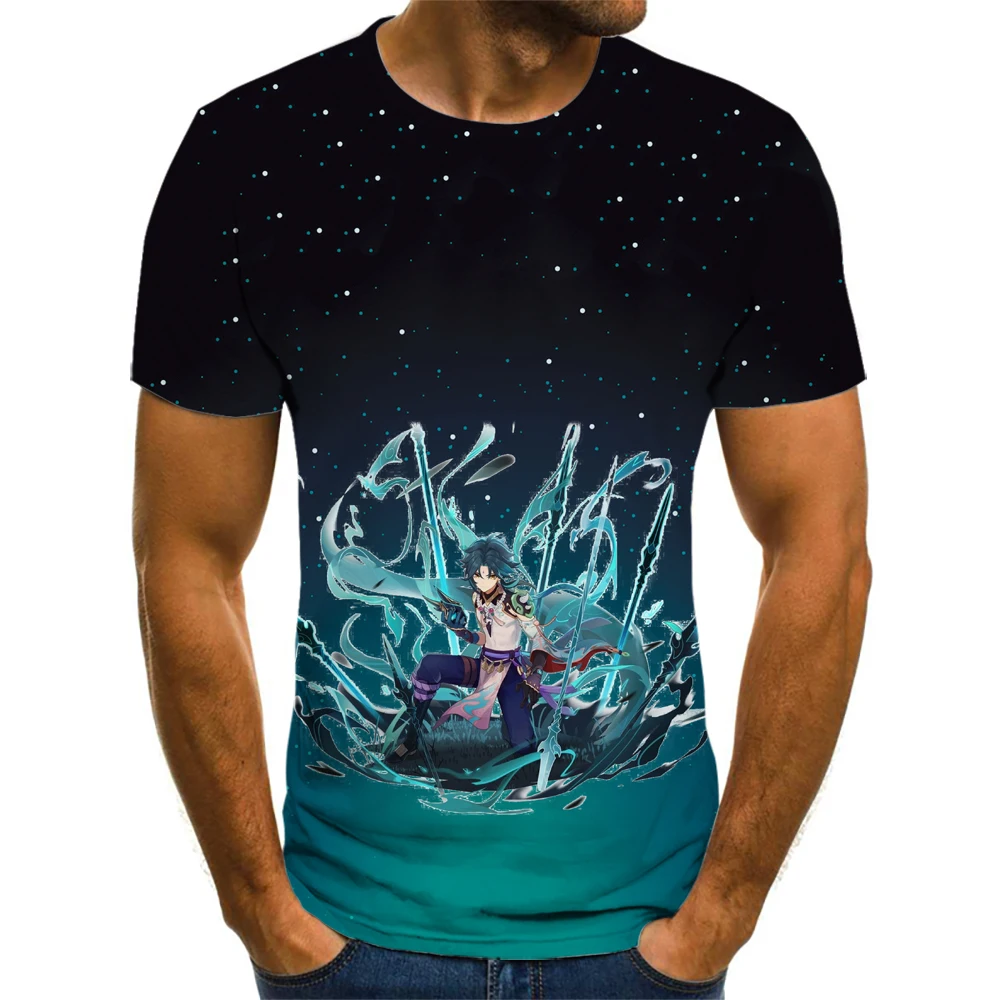 

Футболки Genshin Impact Graphic для мужчин, футболки Ropa Hombre Camisa Masculina, топы, одежда, летняя уличная одежда, Vetement Hom