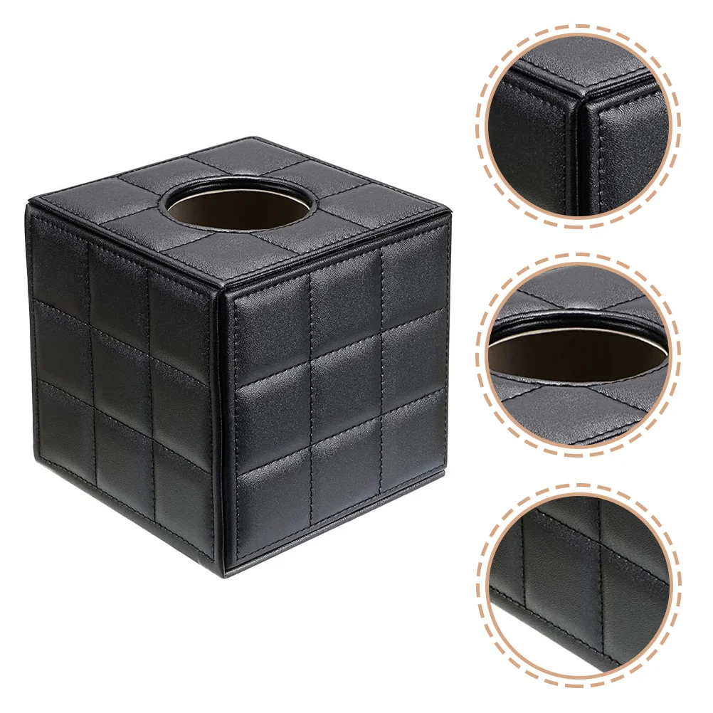 

Tissue Box Cover Square Paper Tissue Box Holder Paper Holder Napkin Dispenser for Bathroom Vanity Countertop Tables Black
