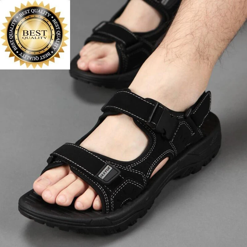 

Sandals New Men 2024 Summer Fashion Hook & Loop Shoes Hard-wearing Beach Black zapatos hombre sandalias verano