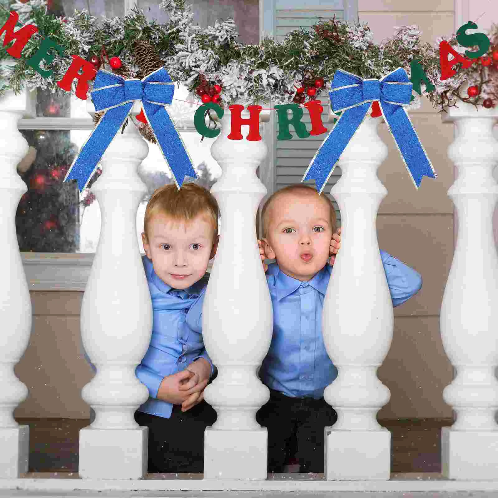 

Christmas Bows Bow Ribbon Treegift Wrapping Knot Ornaments Blue Large Wreath Topper Bowknotpresent Knots Decorative Holiday Red