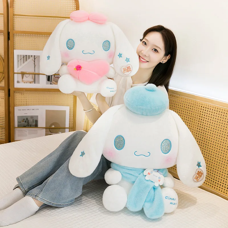 Плюшевая игрушка Sanrio Cinnamoroll, белая собачка с блестящими глазами и синим шарфом, мягкая игрушка-плюш синего цвета. (art.: 3920d8e86c445) - 3920d8e86c445