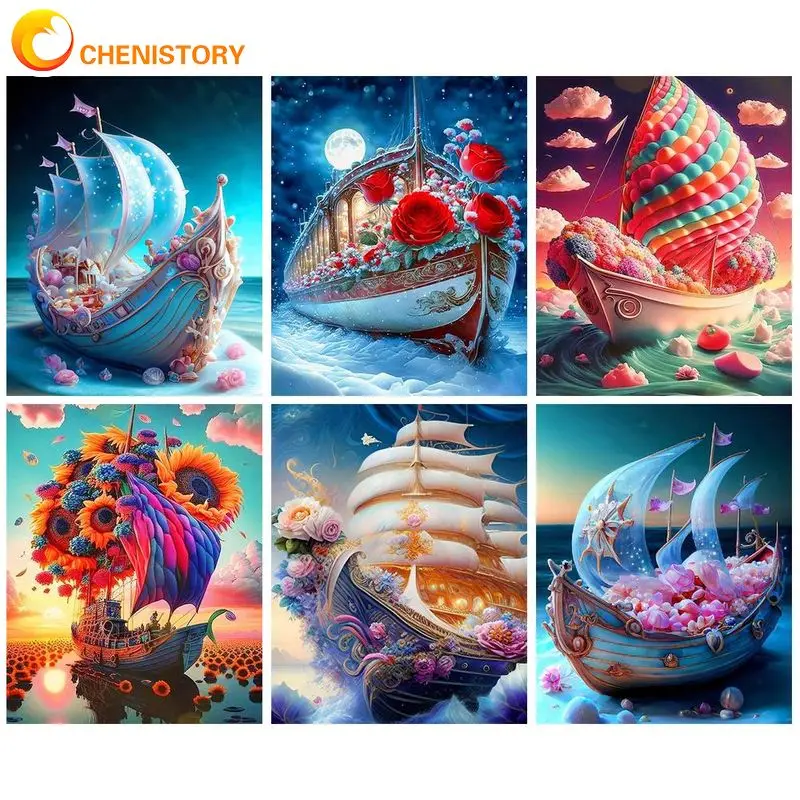 

GATYZTORY Modern Painting By Numbers On Canvas Picture Drawin Colorful Sailboat Handmade Home Decors Diy Gift For Adults Art