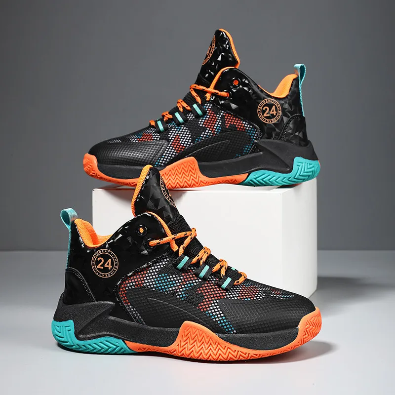 Summer Breathable Boy Basketball Sneakers Comfortable Anti-Shock Kids Basketball Shoes Rubber Anti-slip Children's Sports Shoes