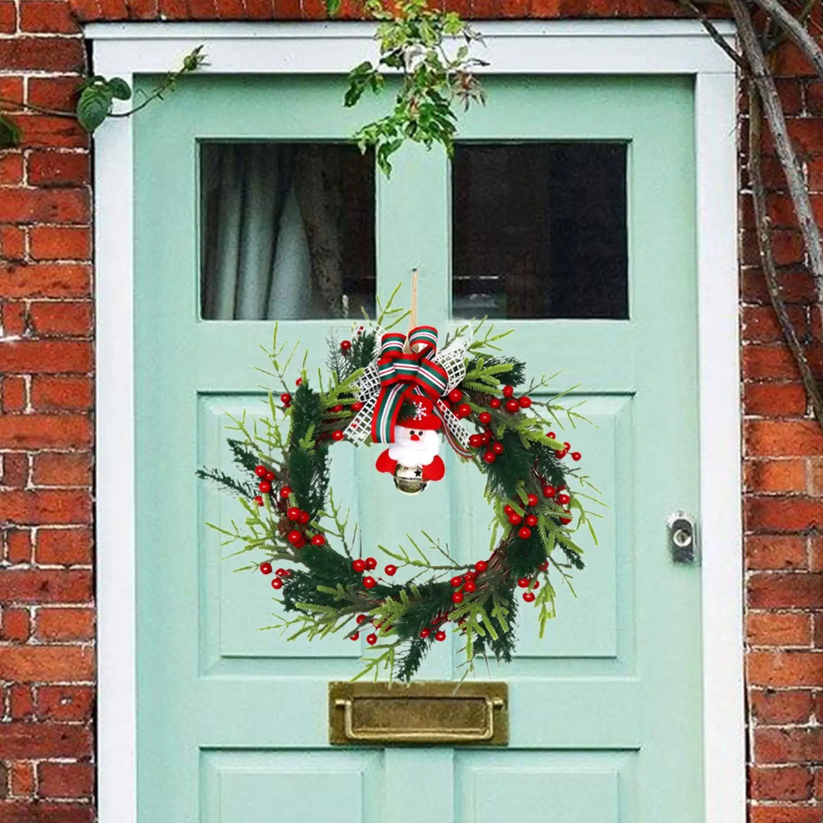 Christmas Wreath for Front Door Xmas 18 inch with Bow Decoration Holiday Fireplace