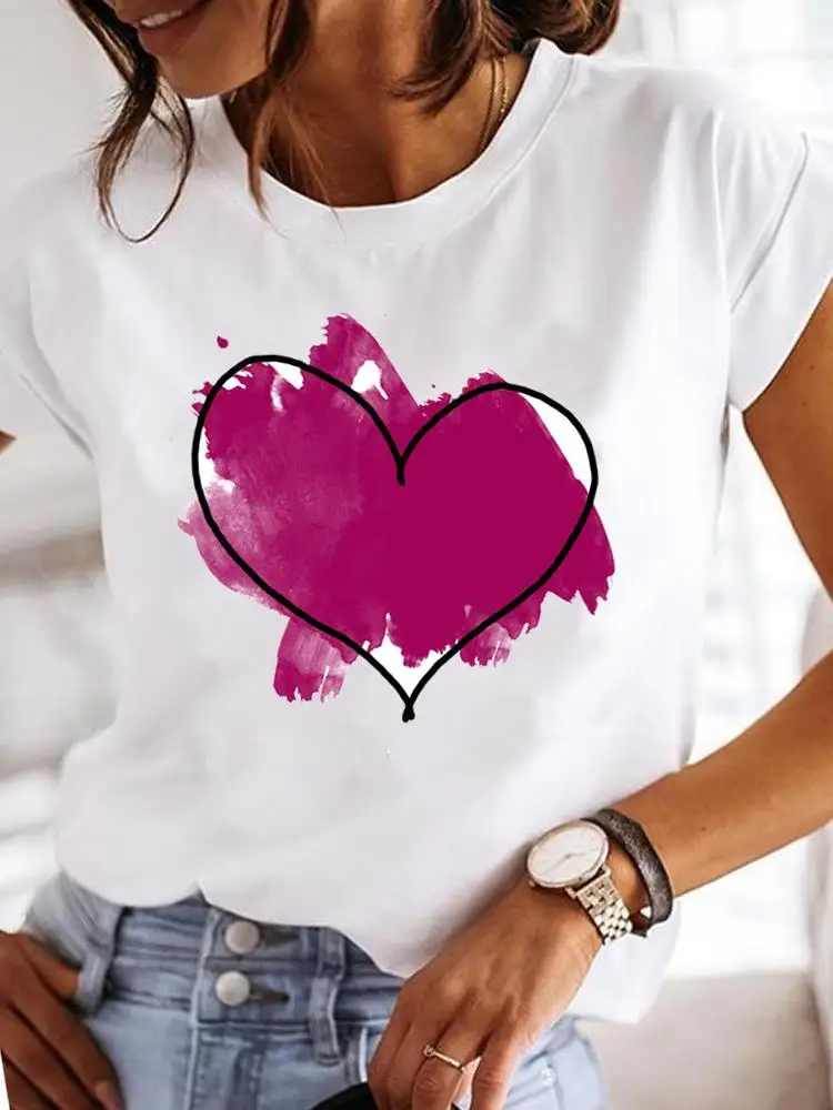 Trend Flower Sweet Women Fashion Lady Clothes T Female Graphic Tee Top Clothing For Casual O-neck Short Sleeve Print T-shirts
