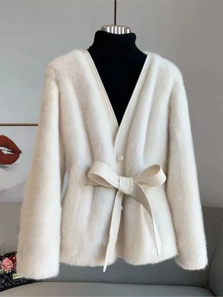 Autumn New Mink Imitatefur Coat Women Long-Sleeve Outwear Fashion All-Match Winter Jacket Faux Fur Overcoat 2022