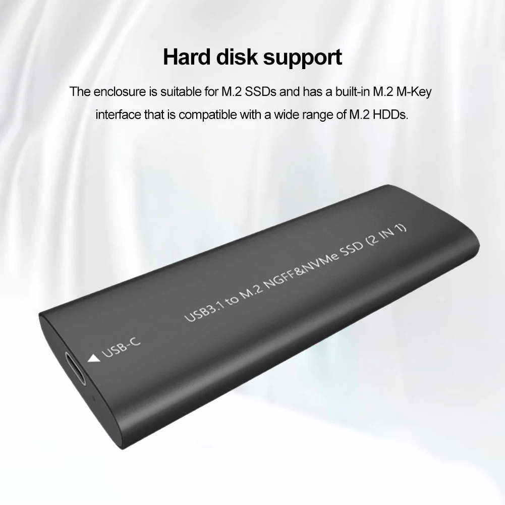 

M.2 NGFF/MVMe SSD To USB 3.1 External SSD Enclosure USB3.1 Type-C SSD Case Aluminum Alloy Solid State Drive Enclosure M.2 M Key