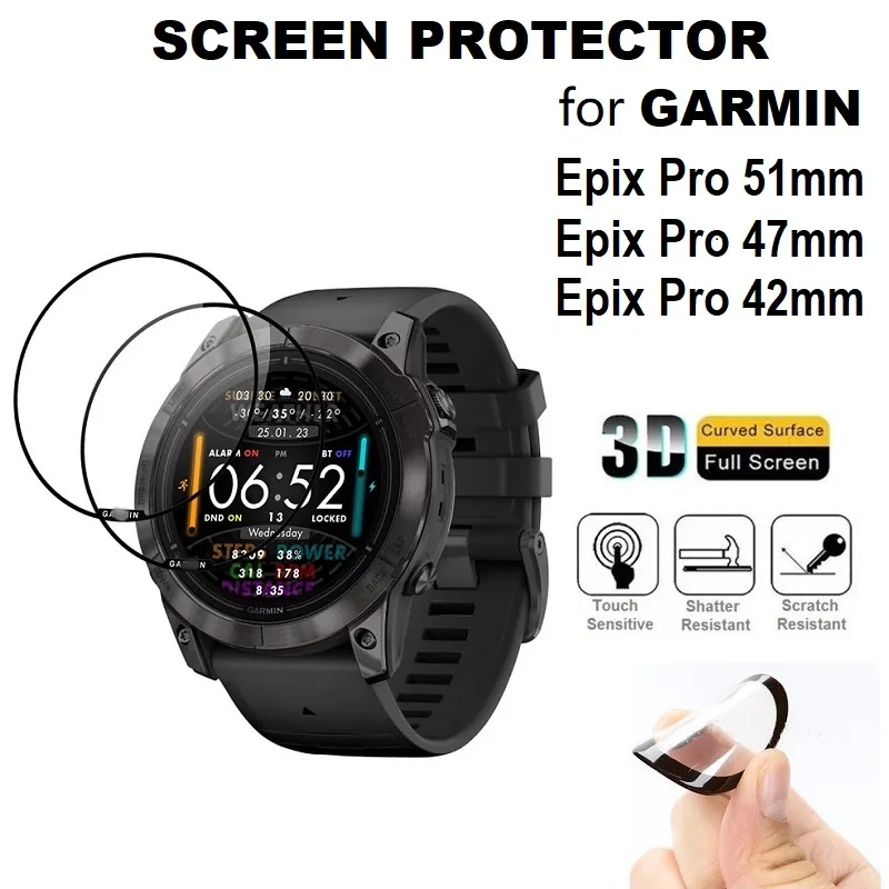 Фото 100 шт. 3D мягких защитных пленок для экрана смарт-часов Garmin Epix Pro Gen 2 51 мм, 47 мм, 42 мм, полное покрытие, защита от царапин №2