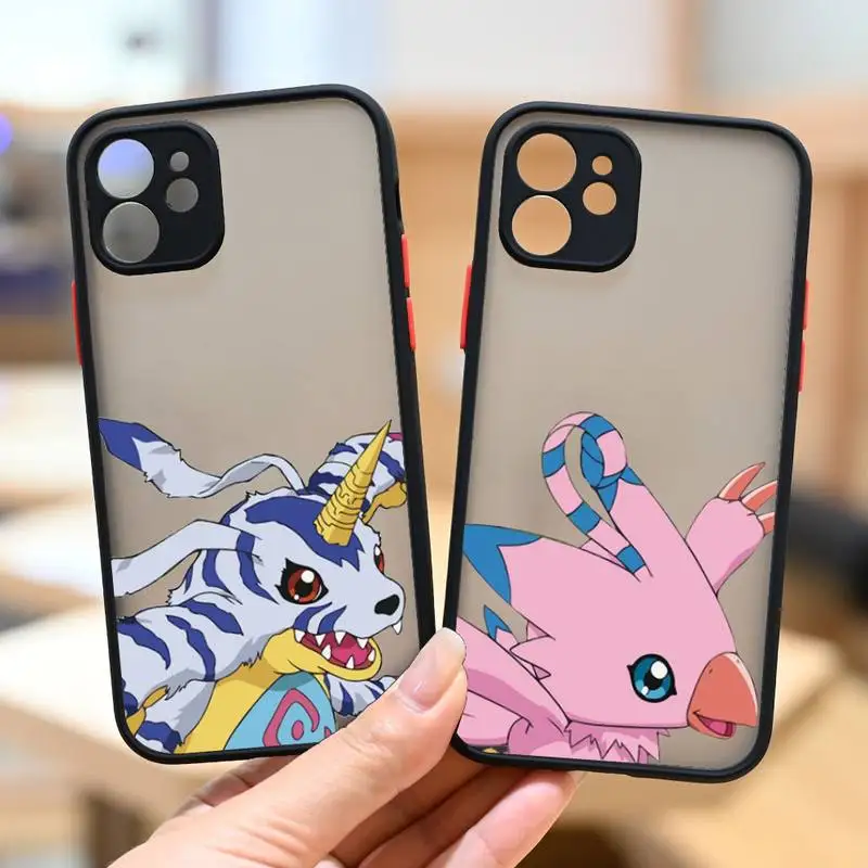 

Digimon Phone Case For IPhone 12 11 13 Pro Max X XR XS SE2020 6s 7 8 Plus Hard Shockproof Black Cover Case
