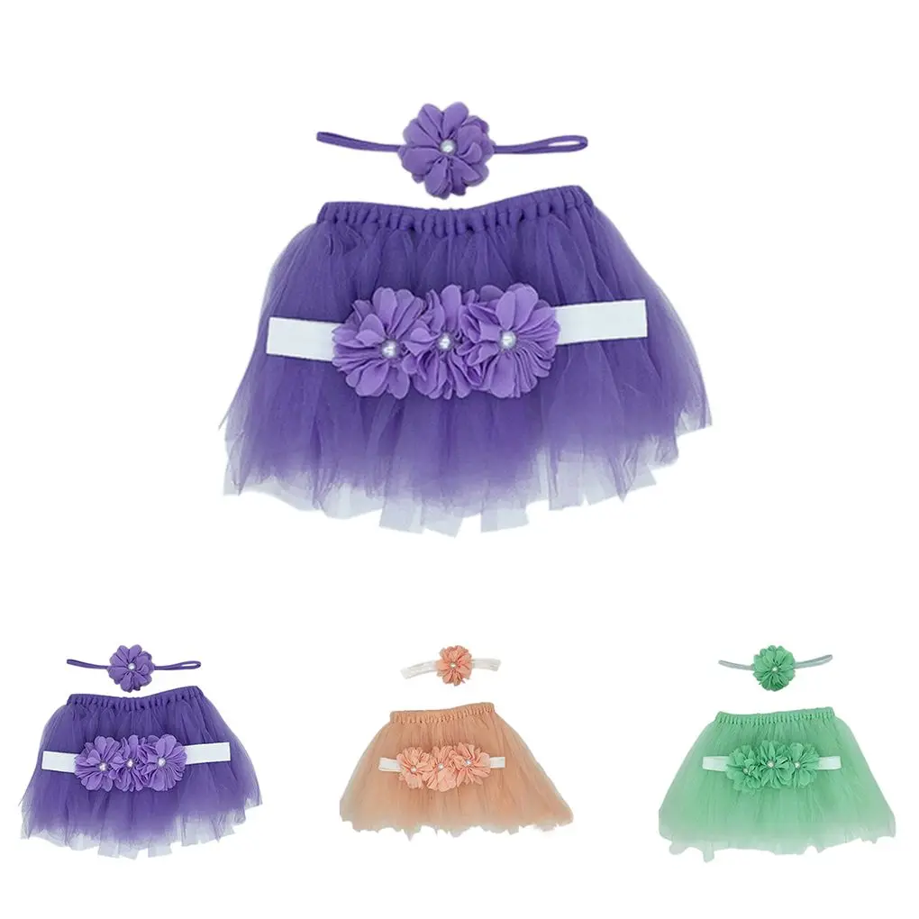 

Baby Girl Bodysuit Bubble Skirt Headband 3pcs Photograph Prop Costume Suit Infant Clothes Set