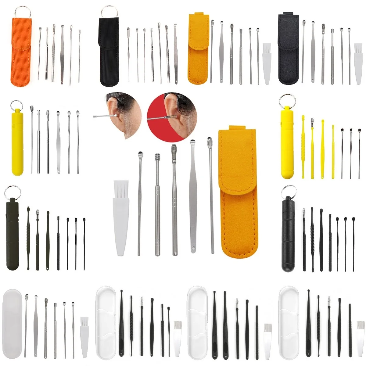 

6/7Pcs/set Cleaning Earpick Ear Cleaner Earpick Sticks Wax Removal Tool Care Ear Cleanser Spoon Earwax Remover Curette Ear Pick