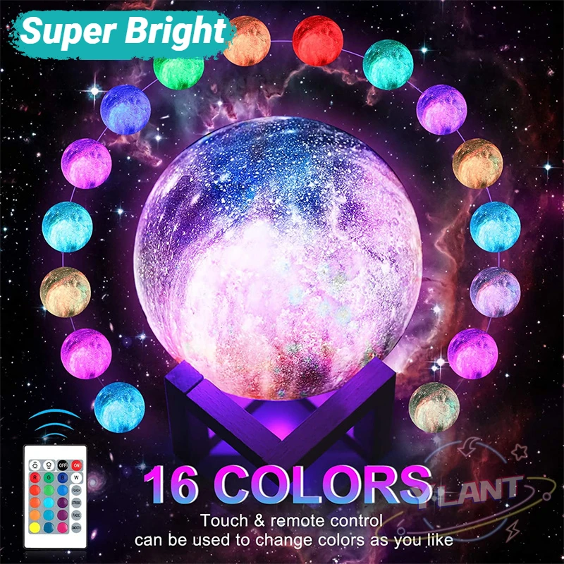 

3D Print Moon Lamp LED Night Light Rechargeable Color Change 3D Light Touch Moon Lamp Children's Lights Moon Night Lamp Gift