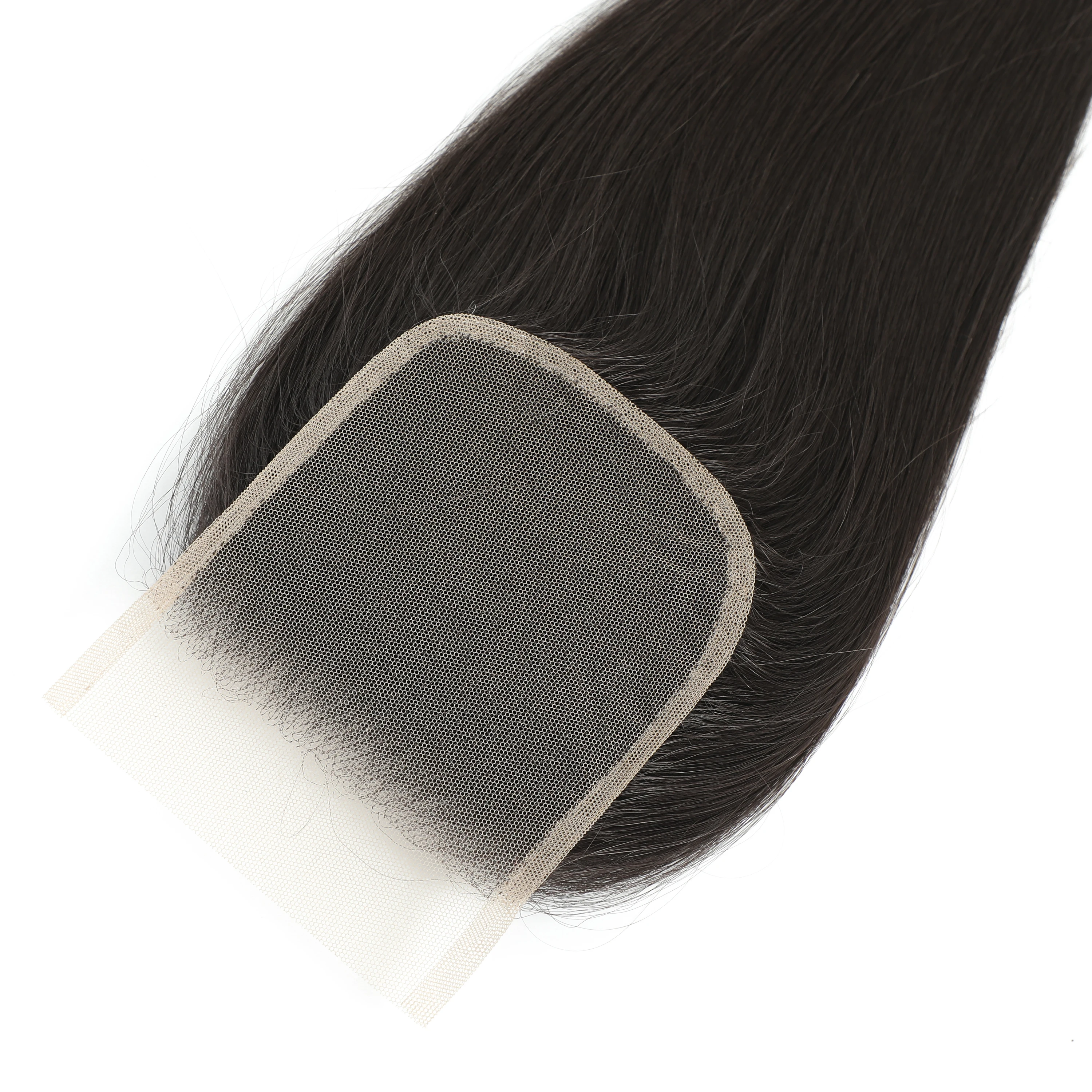 Прямая кружевная застежка 4x4 Фронтальная синтетическая черная прямая Прозрачная