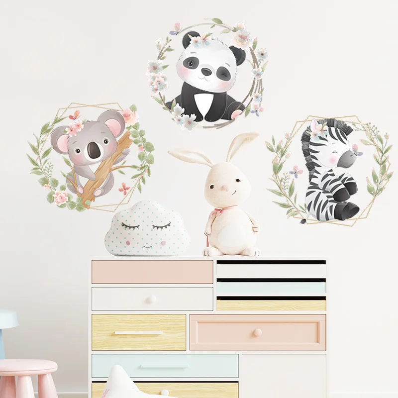 

Cartoon Animals Mouse Panda Zebra Wall Sticker for Kids Room Kindergarten Decor Decals Home Decoration Art Murals Wallpapers DIY
