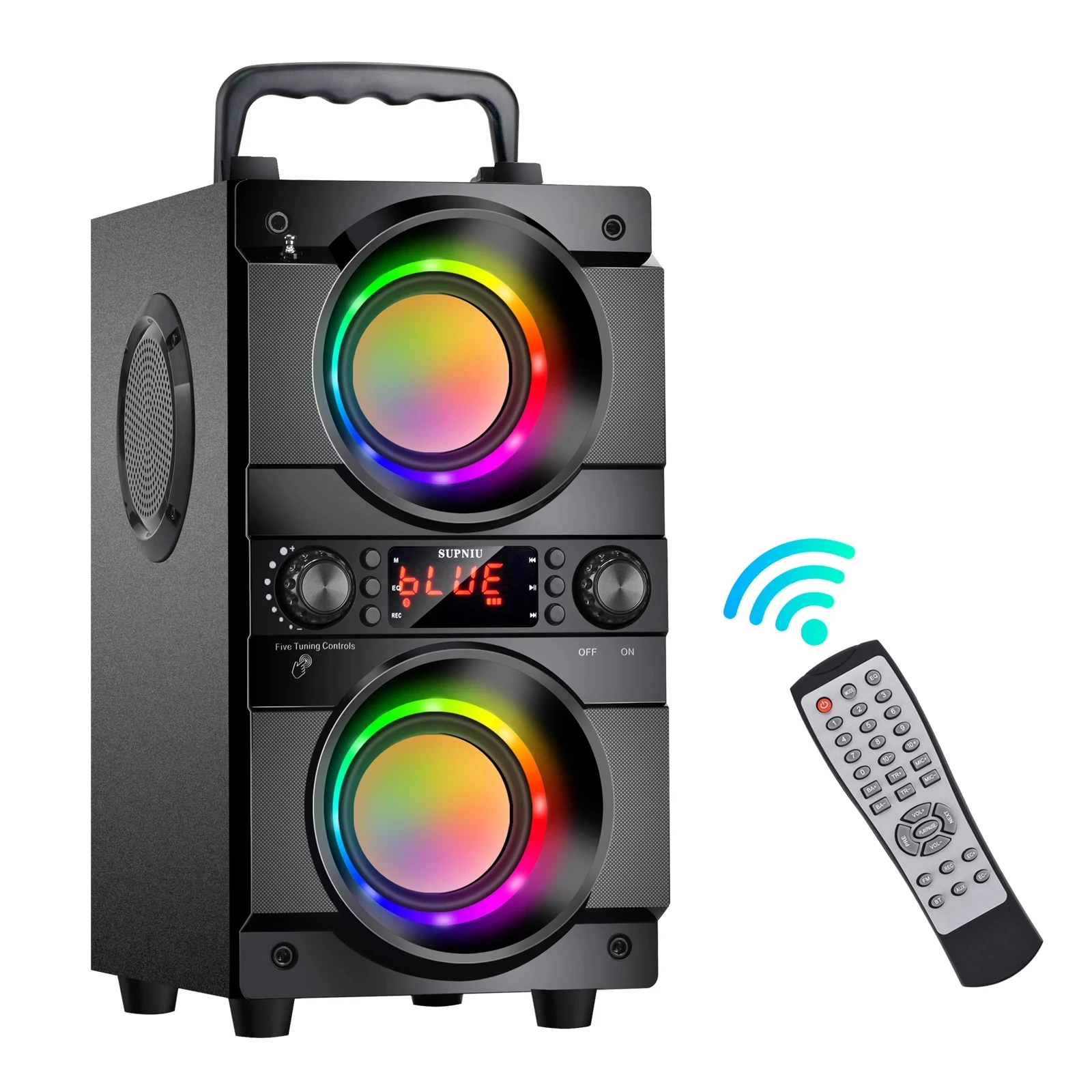 

TOPROAD Bluetooth Speaker 60W Portable Wireless Stereo Bass Subwoofer Karaoke Party Speakers with RGB LED Light Support FM Radio