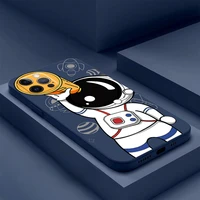 cute cartoon astronaut for iphone 13 12 11 pro max 12 13 mini x xr xs max 6 6s 7 8 plus phone case liquid silicone funda coque