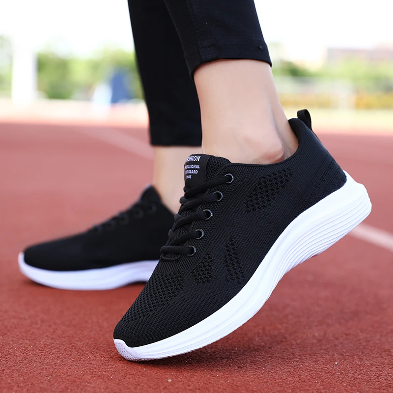AIRAVATA Fashion Sneakers Women Trainers Lightweight Breathable Knit Mesh Running Shoes Lace Up Sports Fitness Tennis Shoe