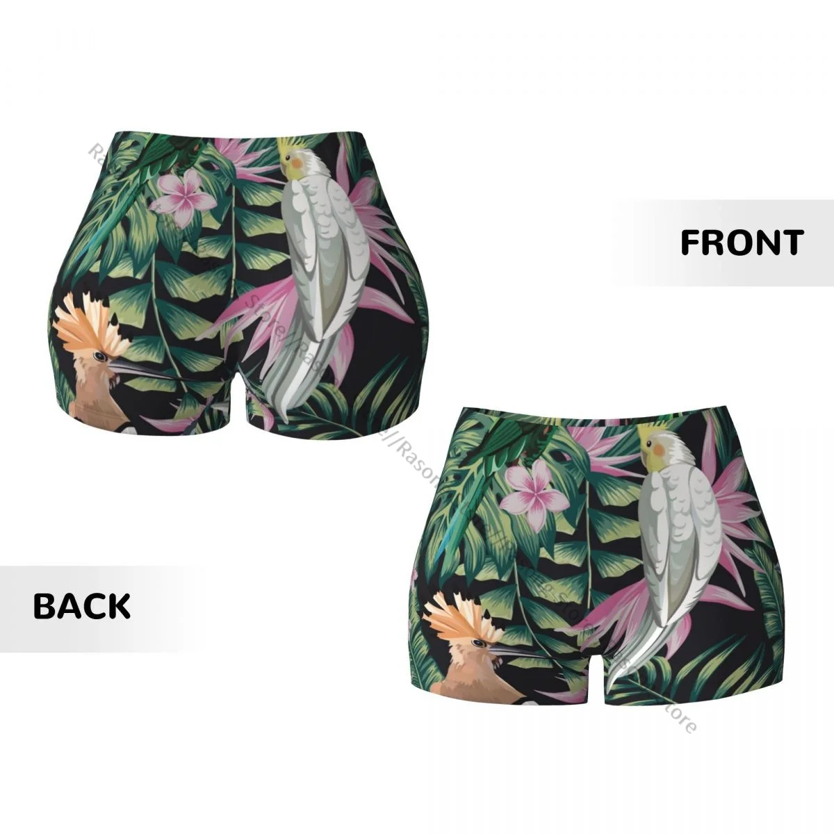 Женские шорты для йоги с тропическим попугаем тренировок растениями