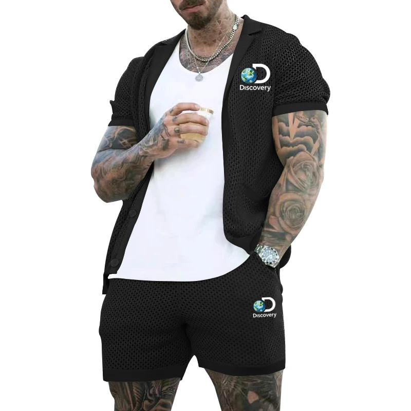 2023 Men's Trousers Tracksuit 2 Piece Set Fashion Sportswear Summer Streetwear Short Sleeve Jacket Male Clothing Set