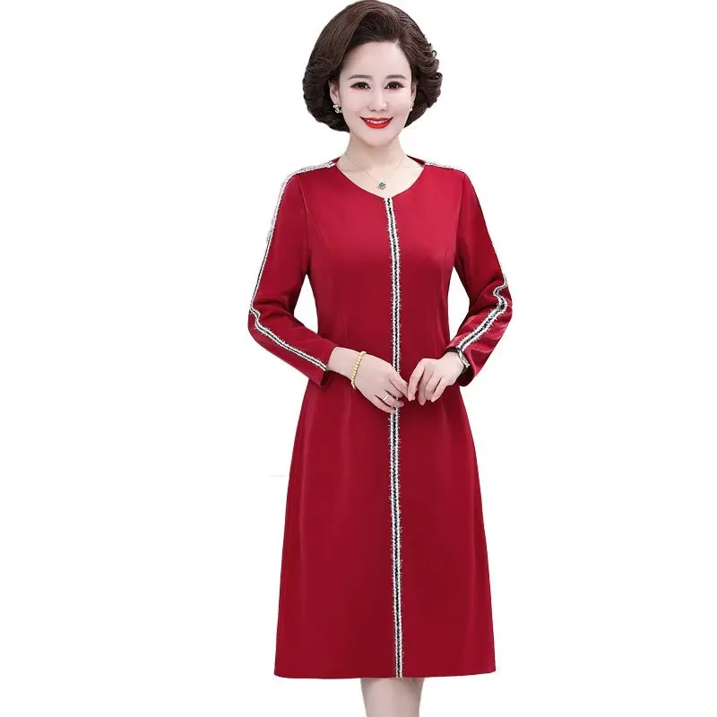 

Spring and Autumn Solid Midi Dresses Autumn Long Sleeve Elegant loose Dress Women Party Vestidos