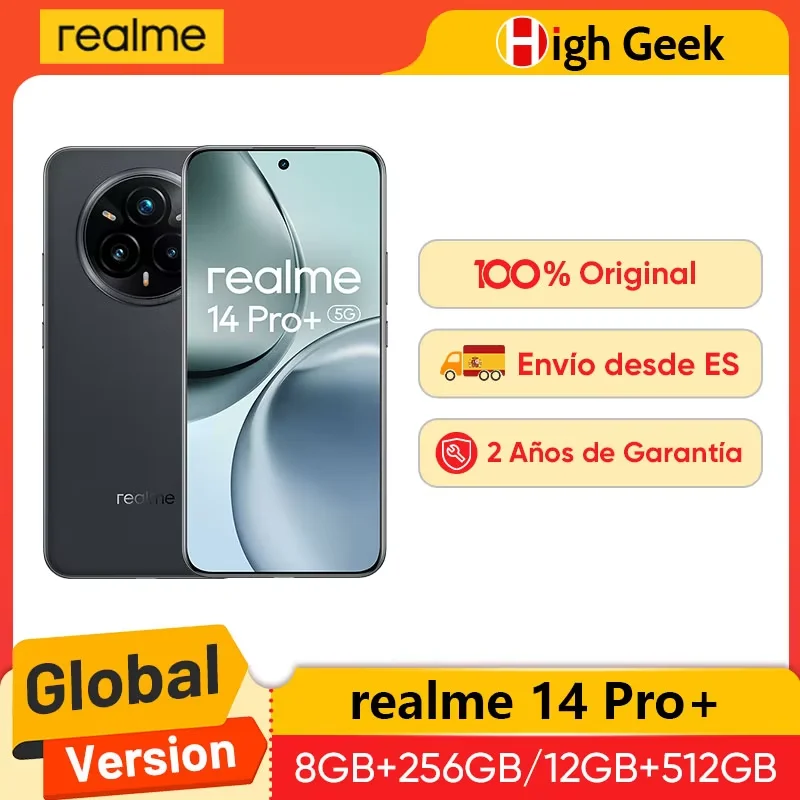 Smartphone realme 14 Pro Plus 5G global, cámara periscopio 3× OIS, carga 80 W, IP69