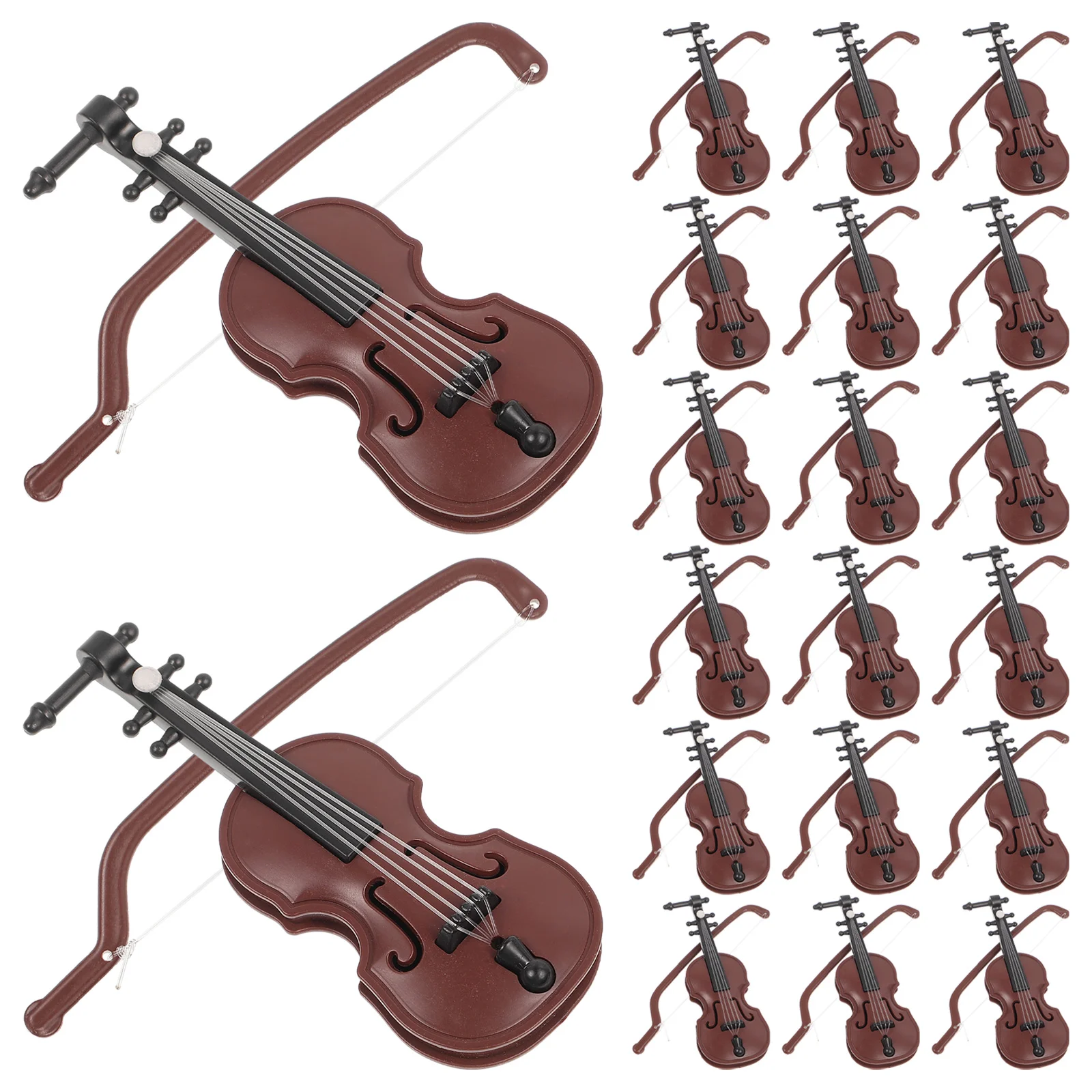 

20 Sets of Xmas Mini Violin Models Desktop Instrument Adornments (Coffee)