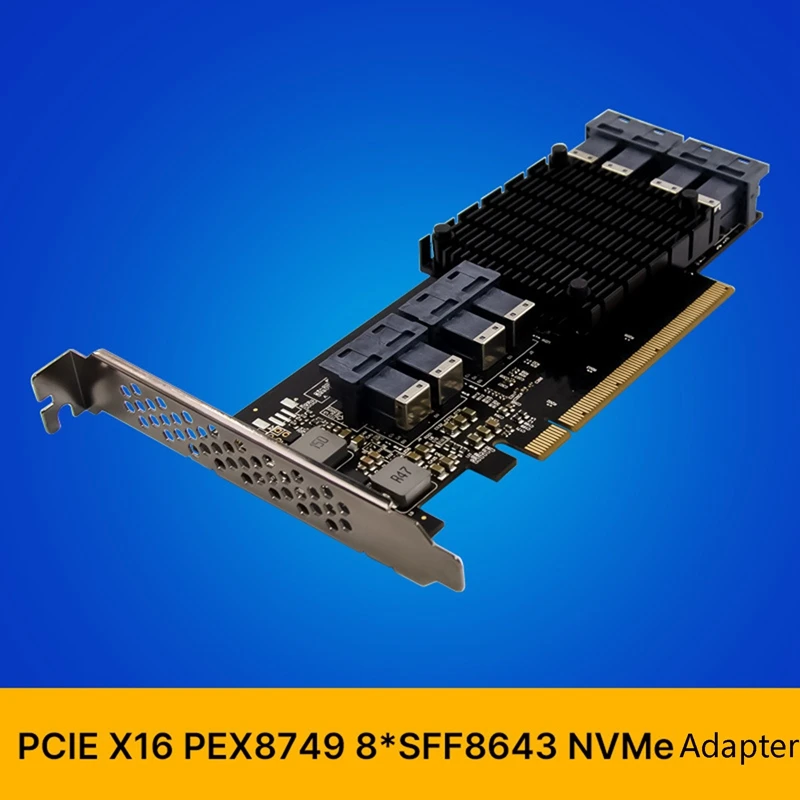 

Плата расширения PCI-E 3,0 X16 PEX8749 8-SFF8643 U.2 SSD, плата расширения класса сервера, поддержка PCI Express Nvme