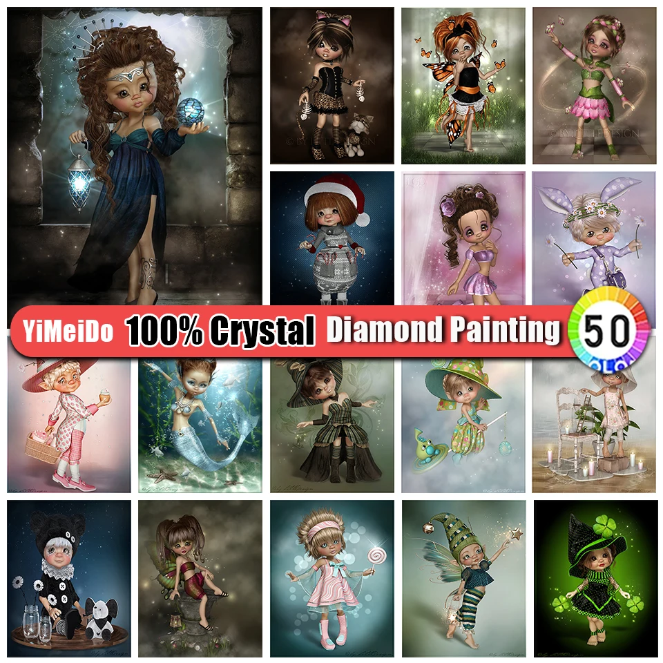 

YiMeiDo 100% Crystal Diamond Painting Angel Home Decor Cartoon Full Diamond Embroidery Cartoon Cross Stitch Mosaic Art Picture