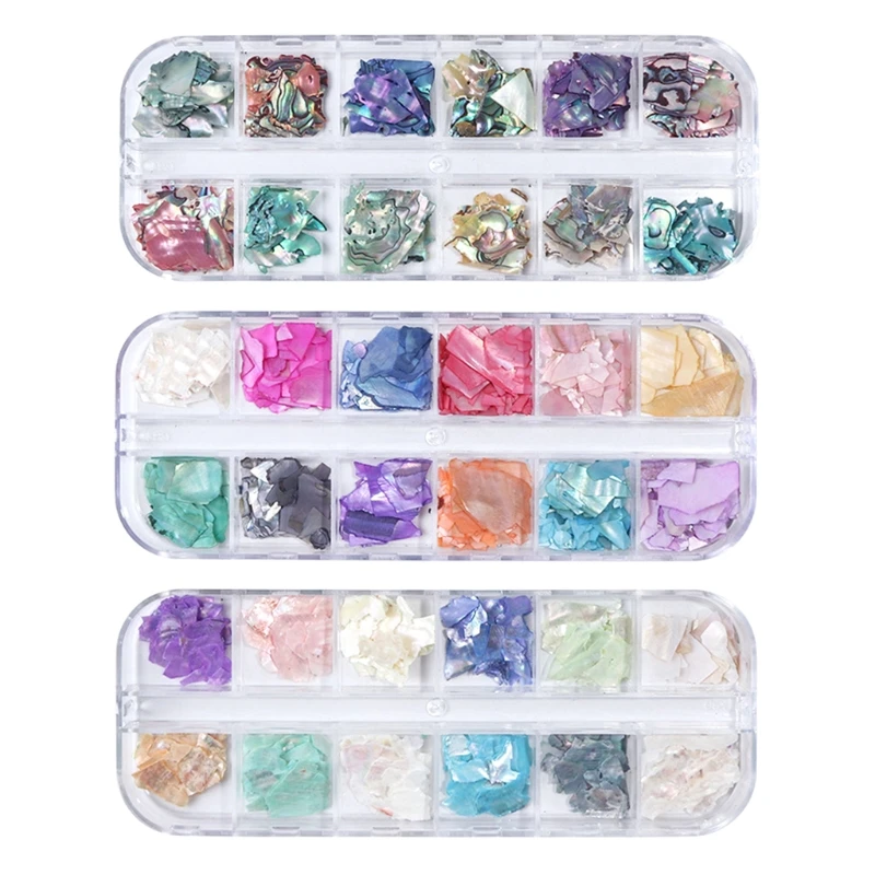 RXJC Нерегулярные ломтики морской раковины из морского ушка 3D дизайн ногтей для