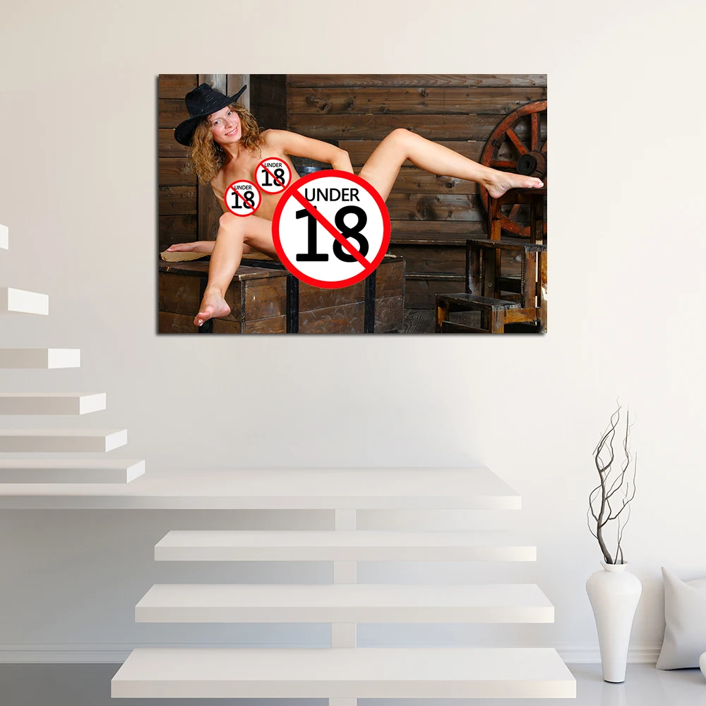 Обнаженная ковбойка постер сексуальная женщина холст искусство модная