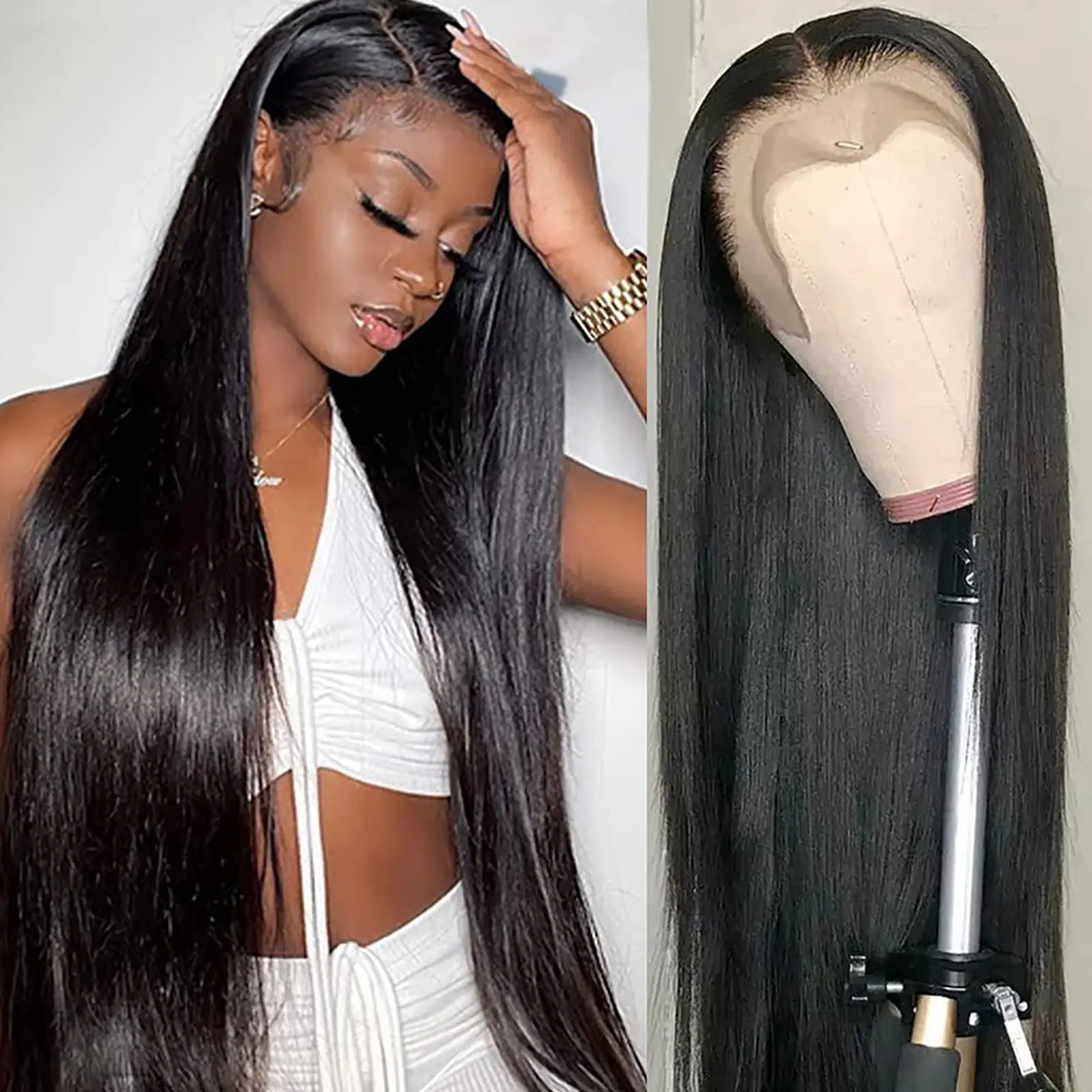 

13x6 Hd Transparent Straight Lace Front Wig Human Hair 13x4 360 Full Lace Frontal Wigs For Black Women Pre Plucked 30 34 Inches