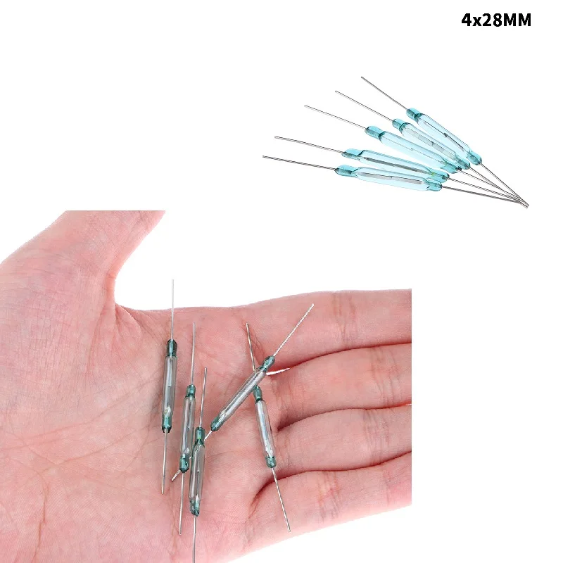 Язычковый сенсорный переключатель, зеленая трубка с серебристыми контактами, нормально открытый, «сделай сам», 5 шт., 4 х28 мм