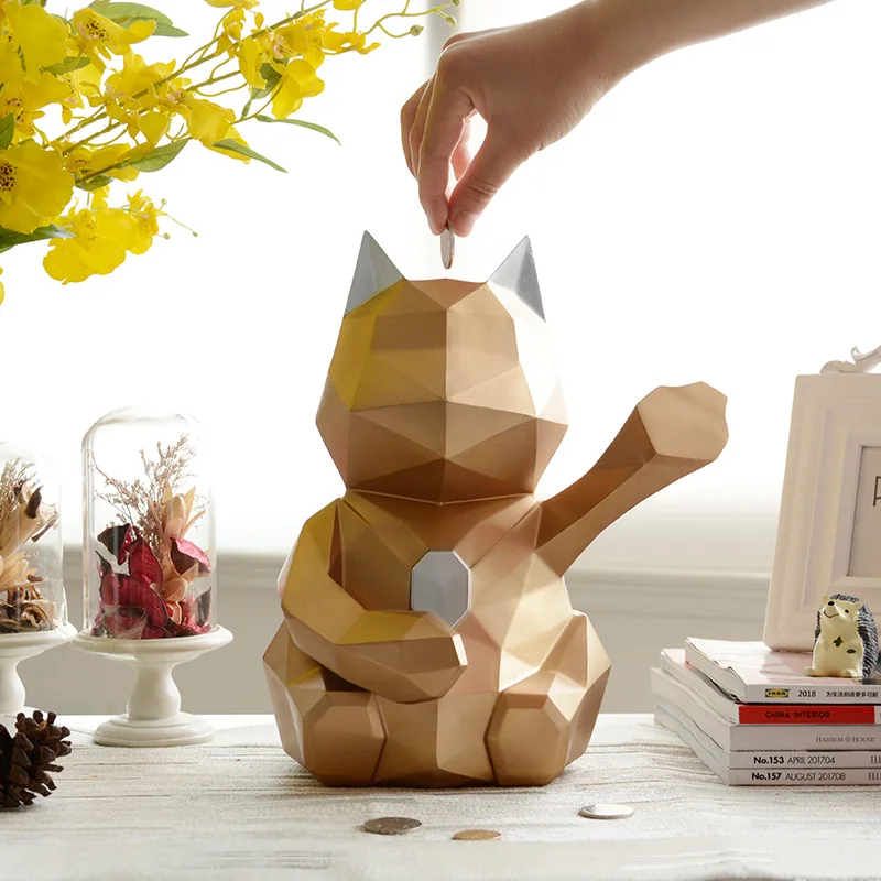 

Geometric Abstract Piggy Bank Cartoon Cute Nordic Style Storage Tank Animal Hucha Gato Roba Monedas Modern for Children GG50cq