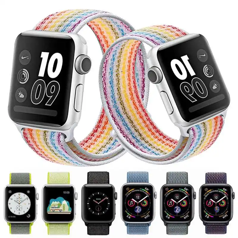 

Heouyiuo Nylon Strap For Apple iWath Watch Series 7 41MM iWatch 45MM 6 40MM 44MM SE 5 Band Watch Bracelet Wristband WatchBand