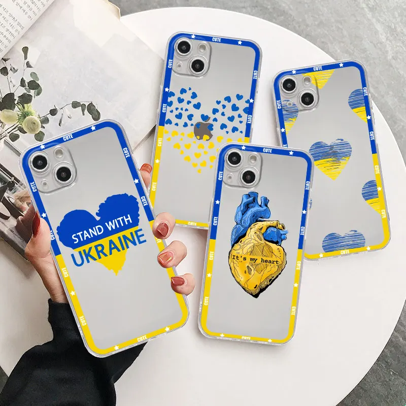 

Fashion Ukraine Flag Phone Case For Apple iPhone 11 12 13 14 Max Mini 5 6 7 8 6s SE 2020 X XR XS Pro Plus Soft Cover fundas