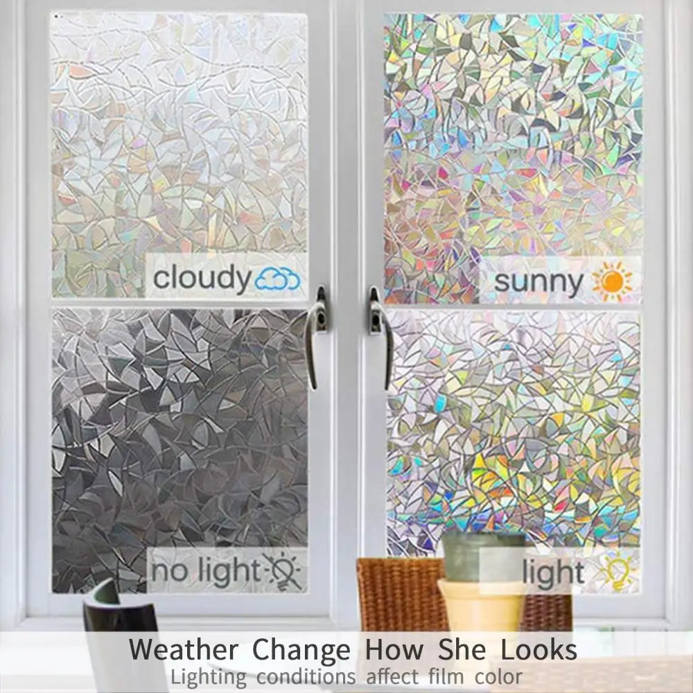 

2023 Window Stickers Privacy Protective Static Decorative Sticker Static Cling Self Adhesive Rainbow Window Film For Home Door