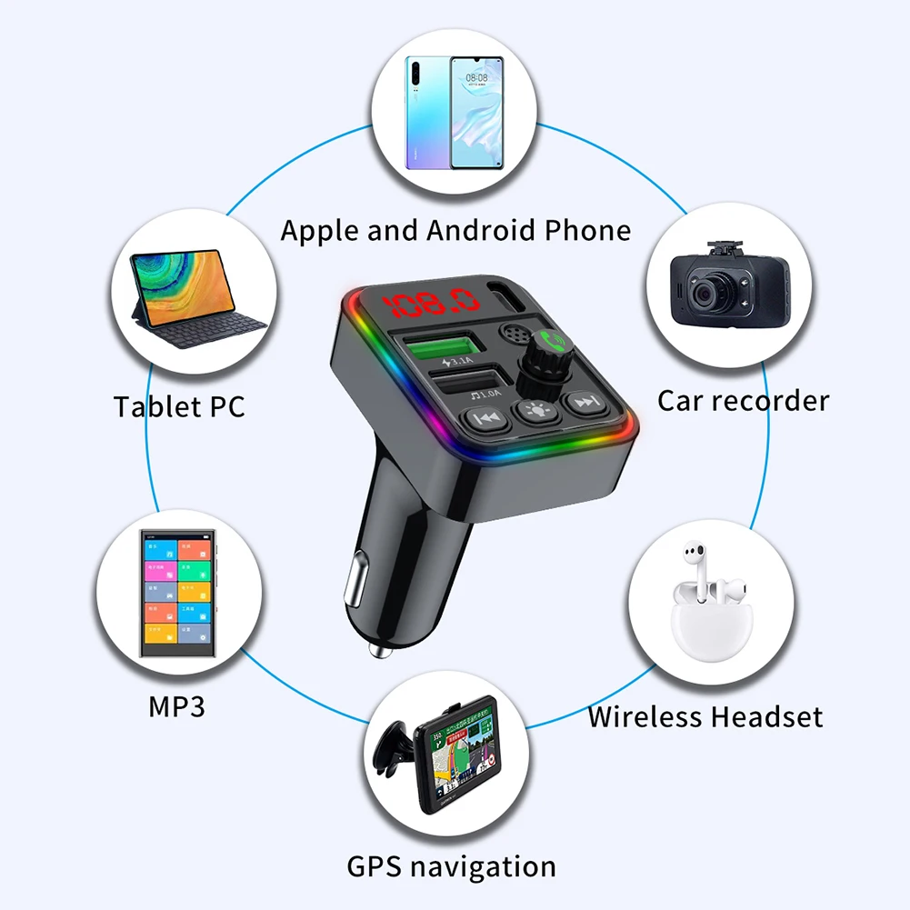 

Wireless Adapter Charger For Car Noise Processing Stereo Voltage Detection 12V-24V Bluetooth Echo Cancellation